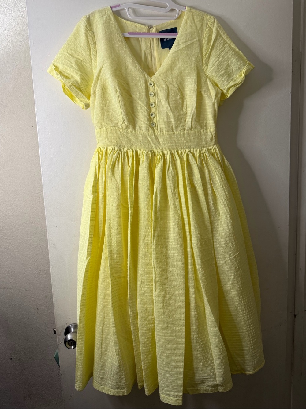 ModCloth Yellow Babydoll Dress Size 12 Cottagecore Button Front
